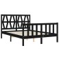 Giroletto con Testiera Nero 4FT Small Double in Legno Massello Giroletto con Testiera Nero 4FT Small Double in Legno Massello