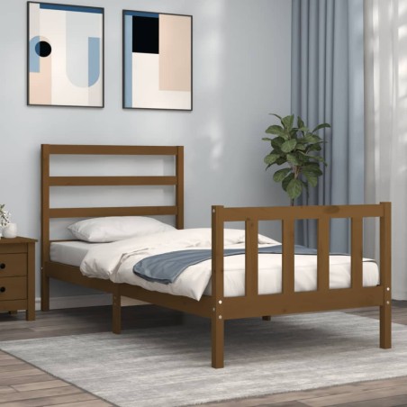 Giroletto con Testiera Miele 100x200 cm in Legno Massello