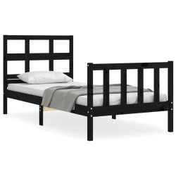 vidaXL Giroletto con Testiera Nero 90x200 cm in Legno Massello