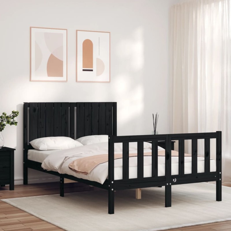 Giroletto con Testiera Nero 4FT Small Double in Legno Massello