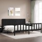 Giroletto con Testiera Nero 200x200 cm in Legno Massello Giroletto con Testiera Nero 200x200 cm in Legno Massello