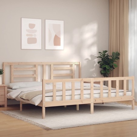 vidaXL Giroletto con Testiera Super King Size in Legno Massello
