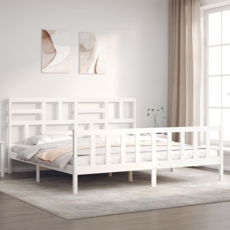 Giroletto con Testiera Bianco 6FT Super King in Legno Massello