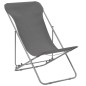 Sedia da Spiaggia Pieghevole 2 pz Acciaio Tessuto Oxford Grigio Sedia da Spiaggia Pieghevole 2 pz Acciaio Tessuto Oxford Grigio