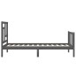 Giroletto con Testiera Grigio 100x200 cm in Legno Massello Giroletto con Testiera Grigio 100x200 cm in Legno Massello