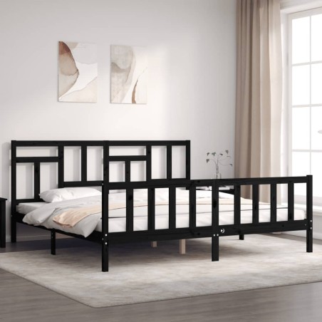 Giroletto con Testiera Nero 6FT Super King in Legno Massello