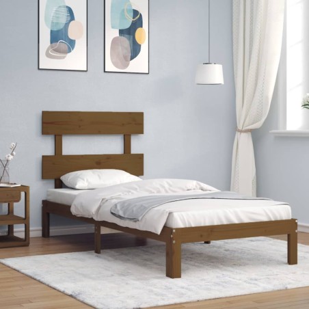Giroletto con Testiera Miele 100x200 cm in Legno Massello