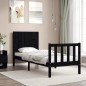 Giroletto con Testiera Nero 2FT6 Small Single in Legno Massello Giroletto con Testiera Nero 2FT6 Small Single in Legno Massello