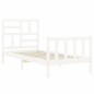 Giroletto con Testiera Bianco 90x200 cm in Legno Massello Giroletto con Testiera Bianco 90x200 cm in Legno Massello