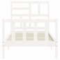 Giroletto con Testiera Bianco 90x200 cm in Legno Massello Giroletto con Testiera Bianco 90x200 cm in Legno Massello