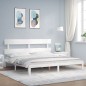 Giroletto con Testiera Bianco 200x200 cm in Legno Massello Giroletto con Testiera Bianco 200x200 cm in Legno Massello