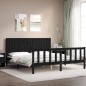 Giroletto con Testiera Nero 6FT Super King in Legno Massello Giroletto con Testiera Nero 6FT Super King in Legno Massello