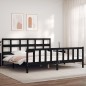 vidaXL Giroletto con Testiera Nero Super King Size Legno Massello vidaXL Giroletto con Testiera Nero Super King Size Legno Massello