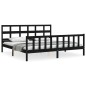 vidaXL Giroletto con Testiera Nero Super King Size Legno Massello vidaXL Giroletto con Testiera Nero Super King Size Legno Massello