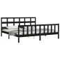 vidaXL Giroletto con Testiera Nero Super King Size Legno Massello vidaXL Giroletto con Testiera Nero Super King Size Legno Massello