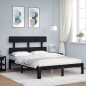Giroletto con Testiera Nero 4FT Small Double in Legno Massello
