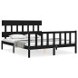 Giroletto con Testiera Nero 5FT King Size in Legno Massello Giroletto con Testiera Nero 5FT King Size in Legno Massello