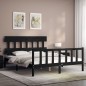 Giroletto con Testiera Nero 5FT King Size in Legno Massello Giroletto con Testiera Nero 5FT King Size in Legno Massello