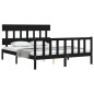 Giroletto con Testiera Nero 5FT King Size in Legno Massello Giroletto con Testiera Nero 5FT King Size in Legno Massello