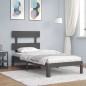 Giroletto con Testiera Grigio 90x200 cm in Legno Massello
