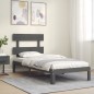 Giroletto con Testiera Grigio 90x200 cm in Legno Massello