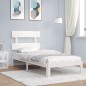 Giroletto con Testiera Bianco 100x200 cm in Legno Massello Giroletto con Testiera Bianco 100x200 cm in Legno Massello