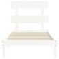 Giroletto con Testiera Bianco 100x200 cm in Legno Massello Giroletto con Testiera Bianco 100x200 cm in Legno Massello