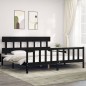 vidaXL Giroletto con Testiera Nero Super King Size Legno Massello vidaXL Giroletto con Testiera Nero Super King Size Legno Massello