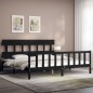 vidaXL Giroletto con Testiera Nero Super King Size Legno Massello vidaXL Giroletto con Testiera Nero Super King Size Legno Massello