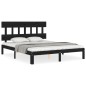 Giroletto con Testiera Nero 5FT King Size in Legno Massello Giroletto con Testiera Nero 5FT King Size in Legno Massello