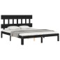 Giroletto con Testiera Nero 5FT King Size in Legno Massello Giroletto con Testiera Nero 5FT King Size in Legno Massello