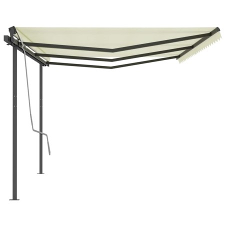 vidaXL Tenda da Sole Retrattile Automatica con Pali 6x3 m Crema