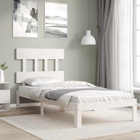Giroletto con Testiera Bianco 90x200 cm in Legno Massello