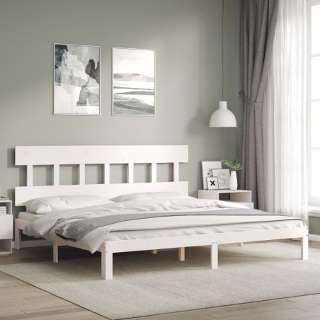 vidaXL Giroletto Testiera Bianco Super King Size in Legno Massello