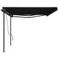 Tenda da Sole Retrattile Automatica con Pali 6x3 m Antracite Tenda da Sole Retrattile Automatica con Pali 6x3 m Antracite