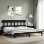 Giroletto con Testiera Nero 200x200 cm in Legno Massello Giroletto con Testiera Nero 200x200 cm in Legno Massello