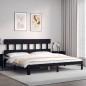 Giroletto con Testiera Nero 200x200 cm in Legno Massello Giroletto con Testiera Nero 200x200 cm in Legno Massello