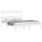 Giroletto con Testiera Bianco 5FT King Size in Legno Massello Giroletto con Testiera Bianco 5FT King Size in Legno Massello