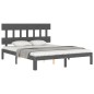 Giroletto con Testiera Grigio 5FT King Size in Legno Massello Giroletto con Testiera Grigio 5FT King Size in Legno Massello