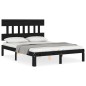 Giroletto con Testiera Nero 4FT Small Double in Legno Massello Giroletto con Testiera Nero 4FT Small Double in Legno Massello