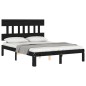 Giroletto con Testiera Nero 4FT Small Double in Legno Massello Giroletto con Testiera Nero 4FT Small Double in Legno Massello