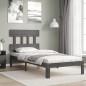 Giroletto con Testiera Grigio 100x200 cm in Legno Massello