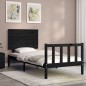 Giroletto con Testiera Nero 3FT Single in Legno Massello Giroletto con Testiera Nero 3FT Single in Legno Massello