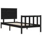 Giroletto con Testiera Nero 3FT Single in Legno Massello Giroletto con Testiera Nero 3FT Single in Legno Massello