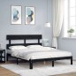 Giroletto con Testiera Nero 5FT King Size in Legno Massello Giroletto con Testiera Nero 5FT King Size in Legno Massello