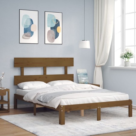 Giroletto con Testiera Miele 4FT Small Double in Legno Massello