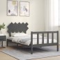 Giroletto con Testiera Grigio 100x200 cm in Legno Massello