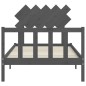 Giroletto con Testiera Grigio 100x200 cm in Legno Massello