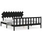 vidaXL Giroletto con Testiera Nero Super King Size Legno Massello vidaXL Giroletto con Testiera Nero Super King Size Legno Massello