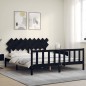 vidaXL Giroletto con Testiera Nero Super King Size Legno Massello vidaXL Giroletto con Testiera Nero Super King Size Legno Massello